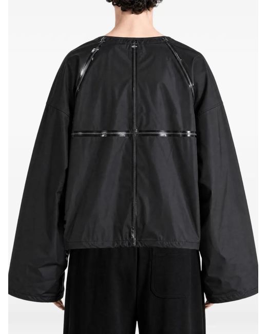 THUG CLUB Black Logo-Detail Zip-Up Jacket for men
