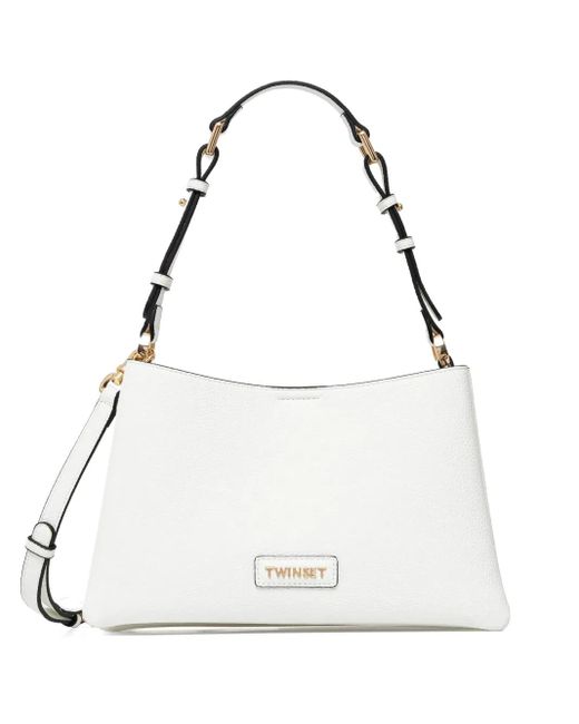 Twinset White Logo-Lettering Shoulder Bag