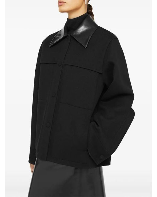 Jil Sander Black Cutaway-Collar Wool Shirt Jacket