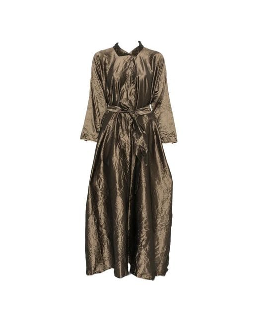 Daniela Gregis Natural Crinkled-Finish Maxi Dress