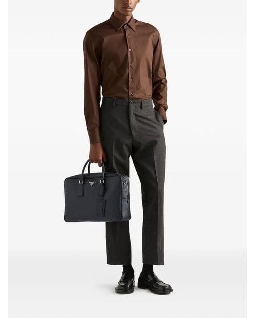 Prada Black Saffiano Leather Briefcase for men