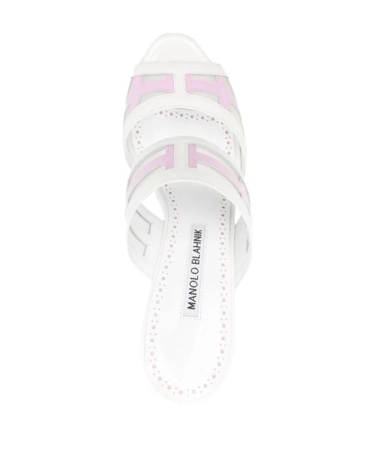 Manolo Blahnik White 90Mm Avespamu Peep-Toe Sandals