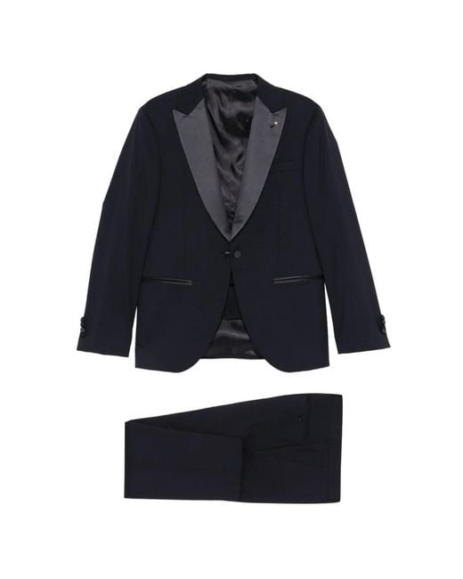Manuel Ritz Blue Peak-Lapels Suit for men