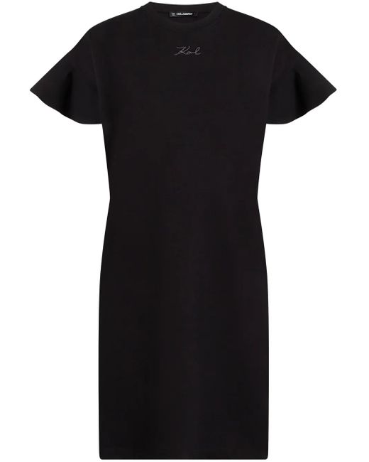 Karl Lagerfeld Black Signature T-Shirt Dress