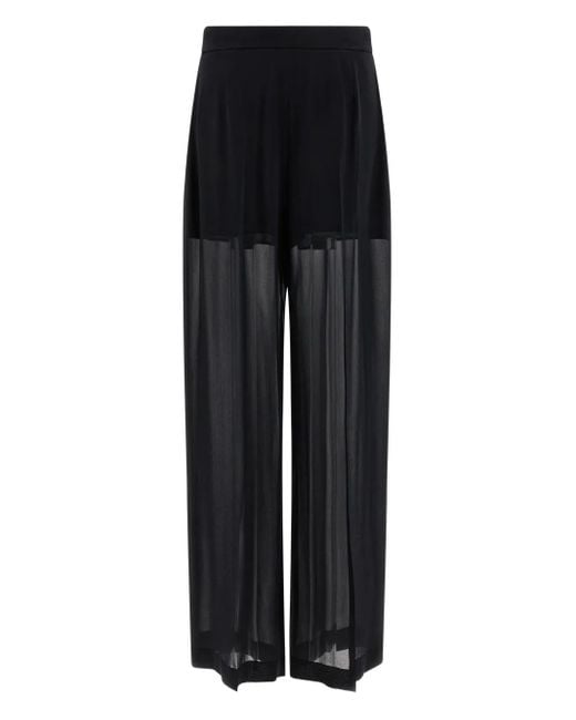 Alberta Ferretti Black Pleated-Front Palazzo Trousers
