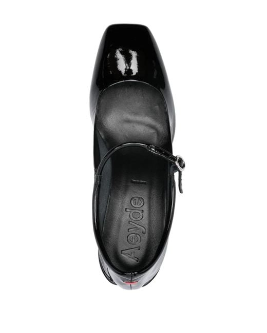 Scarpe con tacco aline nero in pelle verniciata di Aeyde in Black