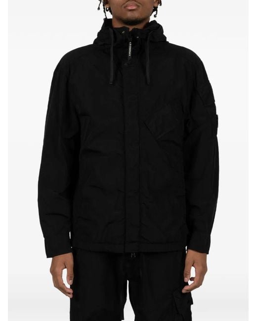 C P Company Black Hooded Pocket Jacket for men