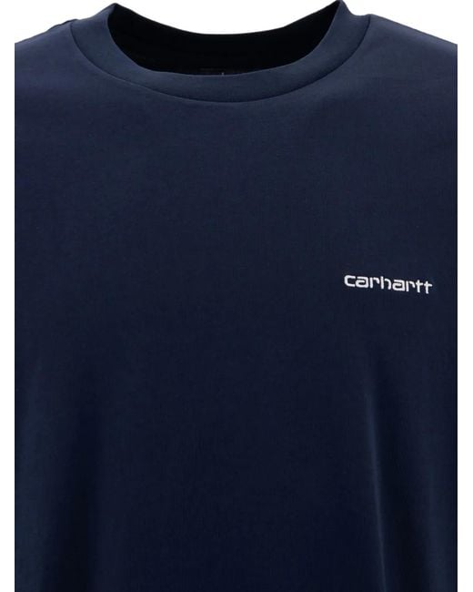 Carhartt Blue Logo-Embroidered T-Shirt for men