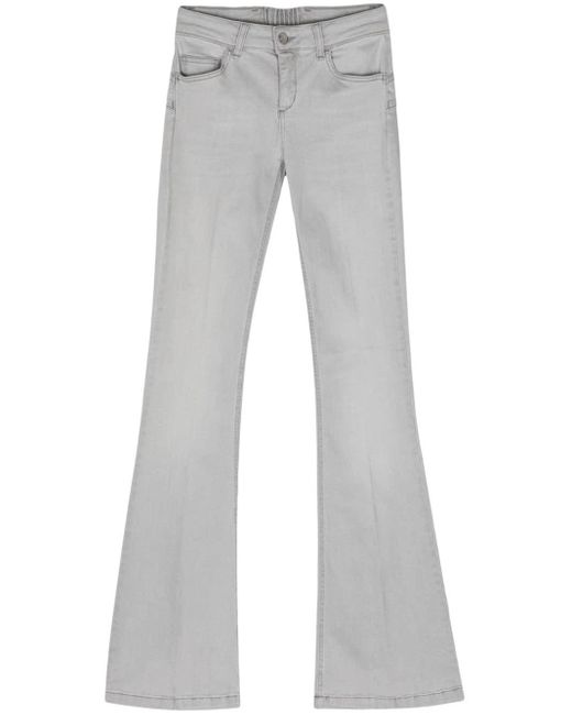 Liu Jo Gray Low-rise Flared Washed Jeans