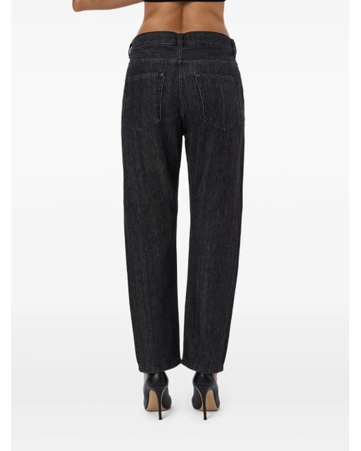 No44 Black Crossover-Waistband Jeans