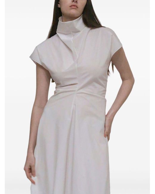 Rosetta Getty White Funnel-Neck Midi Dress