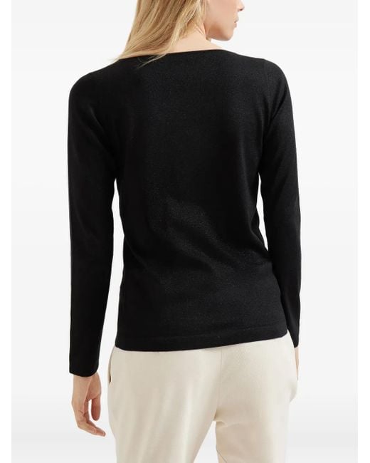 Brunello Cucinelli Black Cashmere-Blend Boat-Neck Jumper