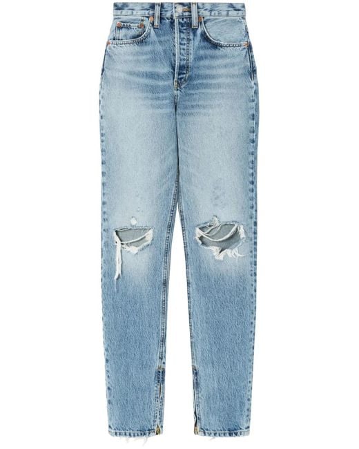 Re/done Blue Super High Drainpipe Jeans