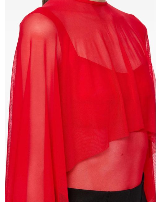 Atu Body Couture Red Semi-Sheer Bodysuit
