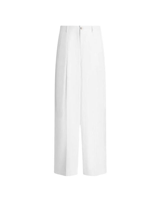 Dolce & Gabbana White Pleated Trousers for men