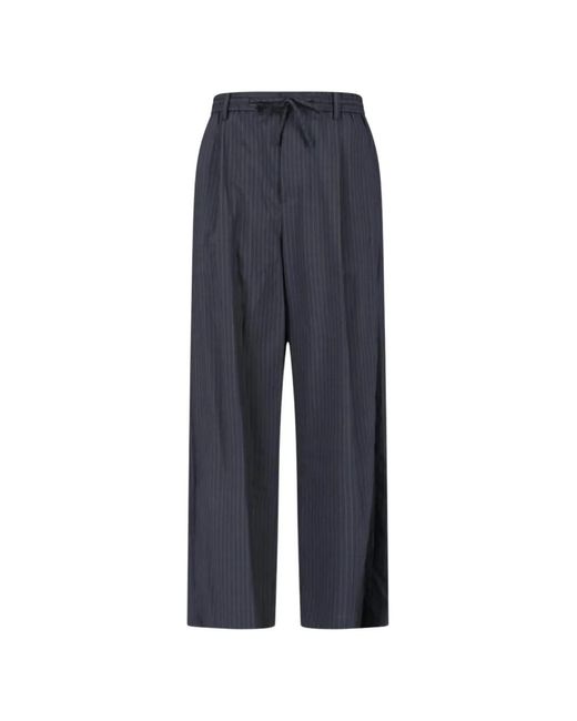 DUNST Blue Pinstriped Drawstring Trousers for men