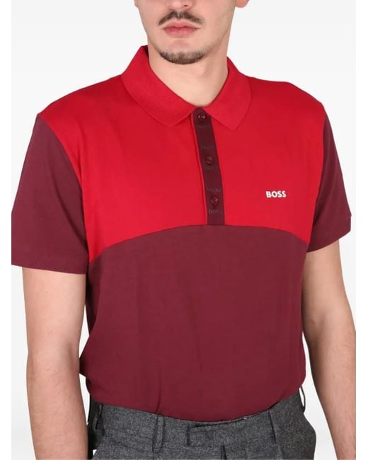 Boss Red Cotton Polo Shirt for men
