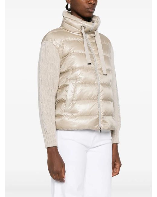 Herno Natural Down Jacket With Knitted