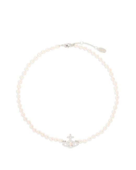 Vivienne Westwood White Olympia Swarovski Pearl Necklace