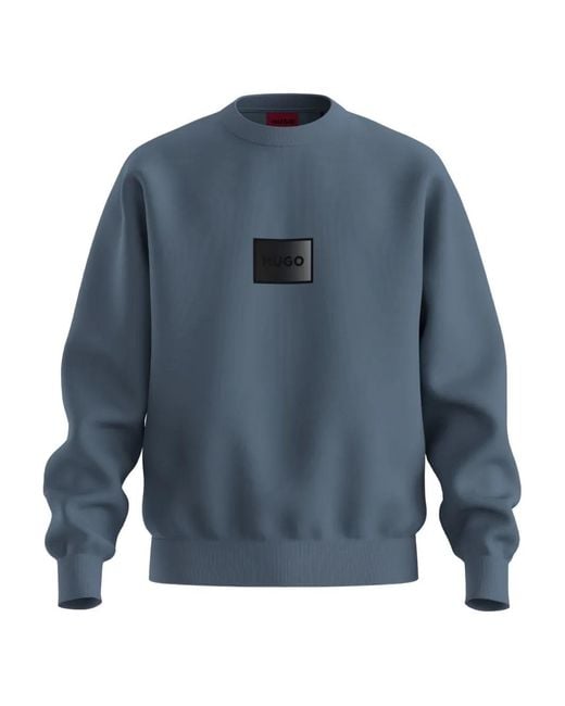 HUGO Blue Logo-Detail Sweatshirt for men