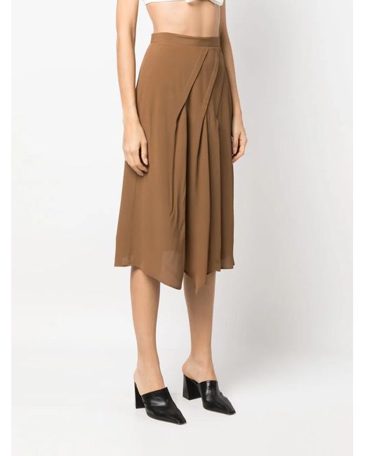 Blanca Vita Brown Draped Midi Skirt