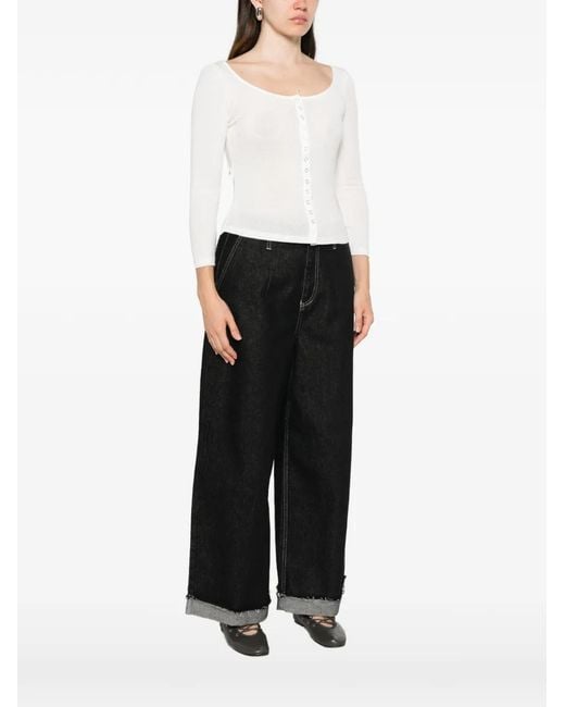 Re/done White Olivia Press-Stud Top