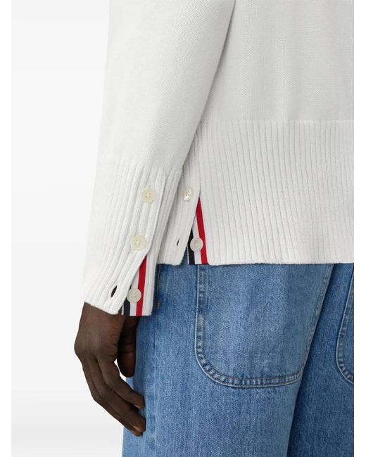 Thom Browne White Lobster-Intarsia Rwb-Stripe Cardigan for men