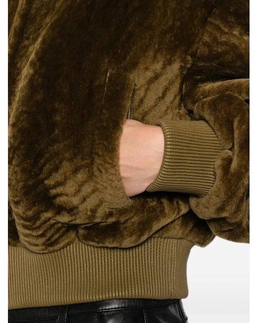 Arma Shearling-Trimmed Reversible Bomber Jacket in het Green