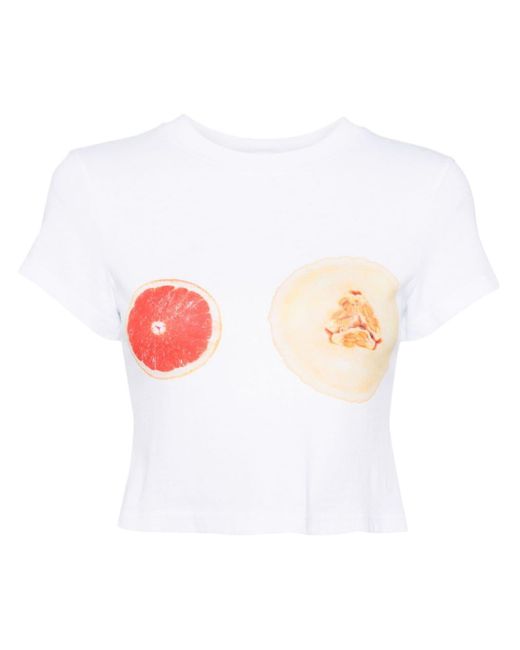 T-shirt crop en coton biologique A.W.A.K.E. MODE en coloris White