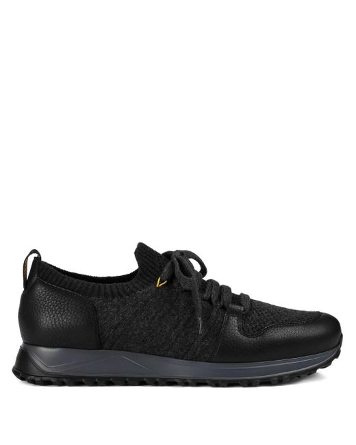 Doucal's Black Wool-Panelled Leather Sneakers for men