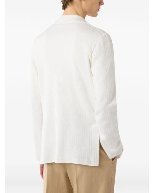 Lardini White Single-Breasted Ribbed Blazer for men