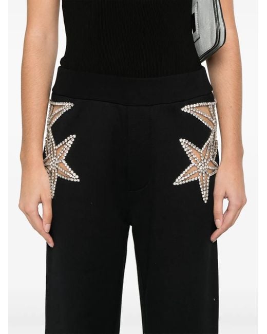 DSquared² Black Crystal-Embellished Track Pants