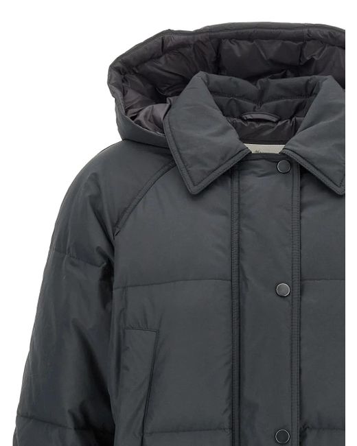 Brunello Cucinelli Gray 'shiny Zipper Pull' Down Jacket