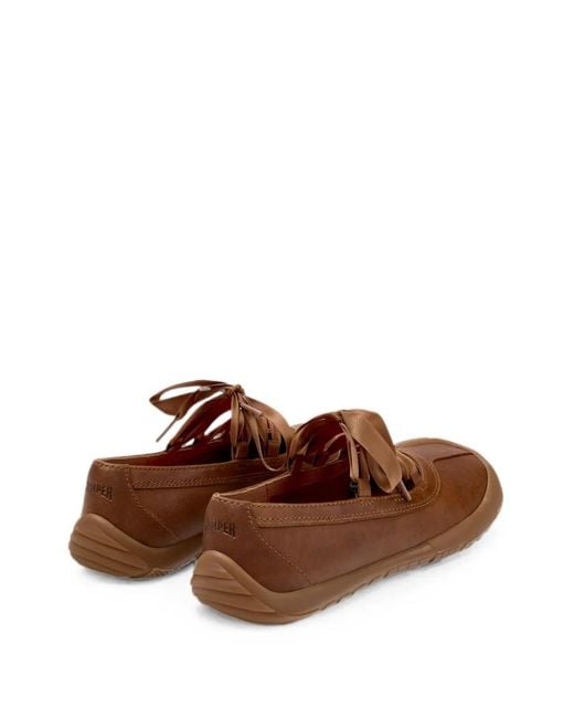 Camper Brown Peu Path+ Lace-Up Ballet Flats