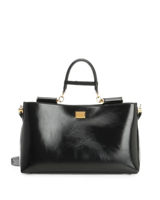 Dolce & Gabbana Black Medium Vittoria Calfskin Handbag