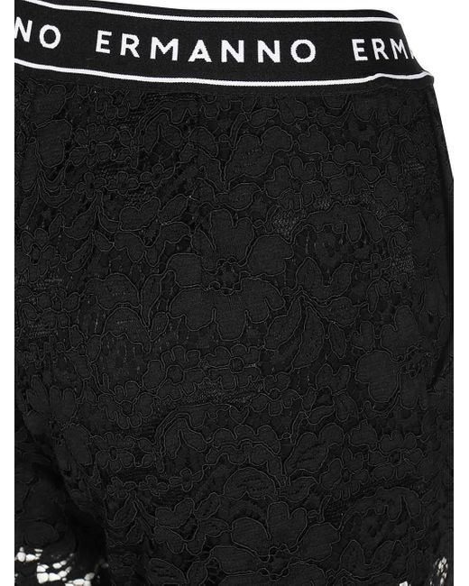 Ermanno Scervino Black Elasticated-Waistband Lace Trousers
