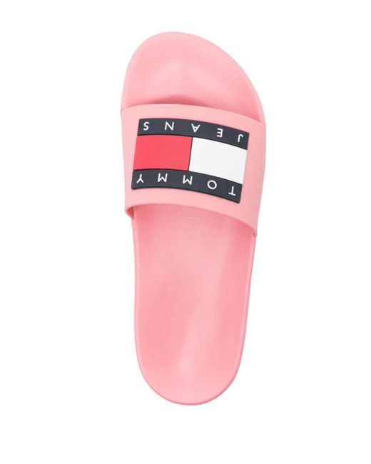 Tommy Hilfiger Pink Flag-Logo Pool Slides