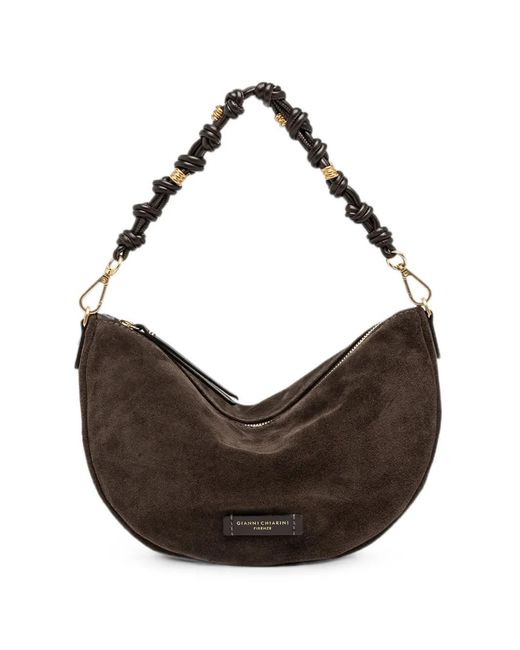 Gianni Chiarini Brown Knotted-Handle Suede Shoulder Bag