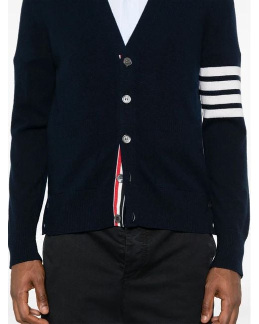 Thom Browne Blue 4-Bar Virgin-Wool Cardigan for men