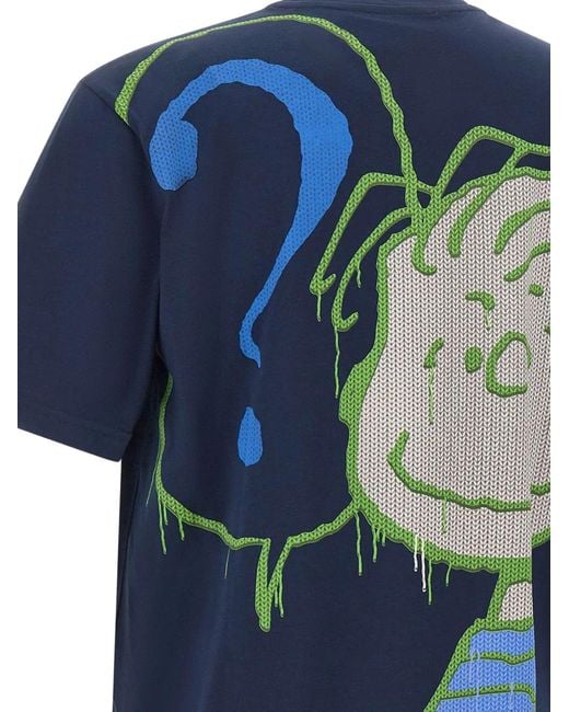 Iceberg Blue Logo Patch Cartoon Print T-Shirt for men