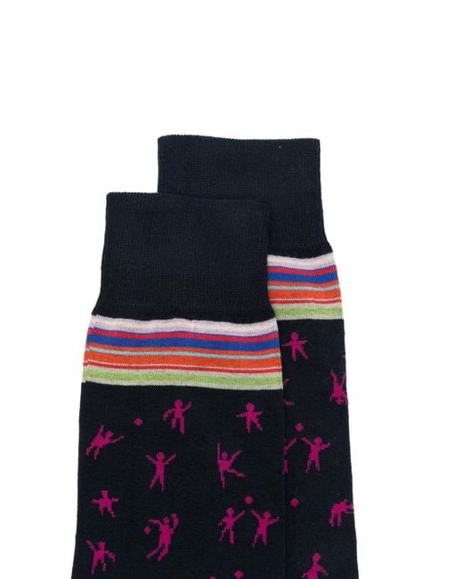 Paul Smith Blue Nathan Games Pattern Socks for men