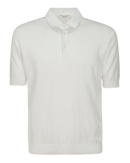 FILIPPO DE LAURENTIIS White Short-Sleeve Button Polo Shirt for men