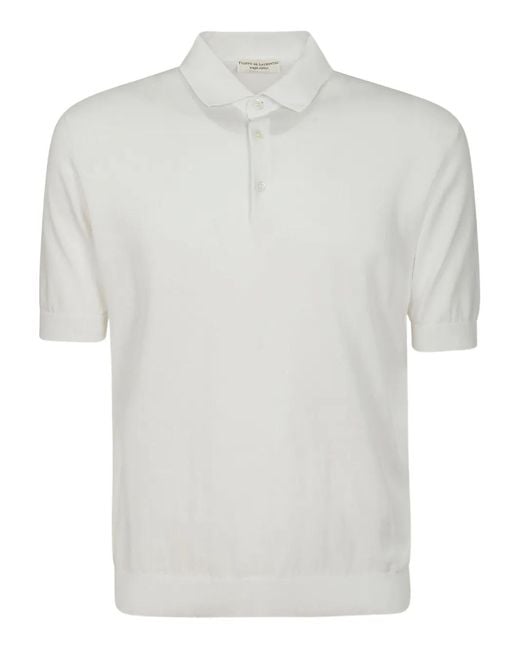 FILIPPO DE LAURENTIIS White Short-Sleeve Button Polo Shirt for men