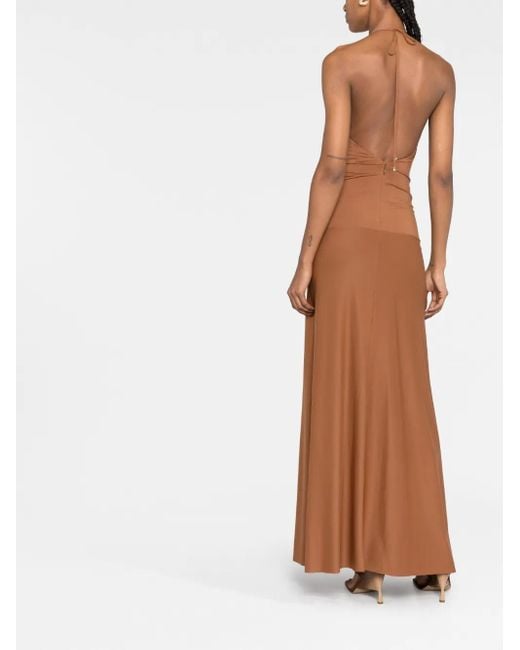 V:PM ATELIER Brown Tori Halterneck Gown