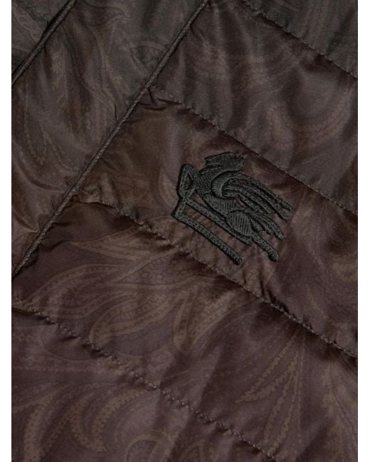 Etro Brown Down Jacket With Paisley Print for men