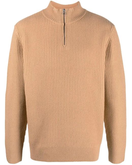 A.P.C. Brown Ribbed-Knit High-Neck Jumper for men