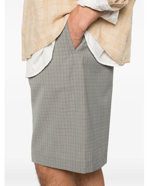 Our Legacy Gray Ponte Check-Pattern Shorts for men