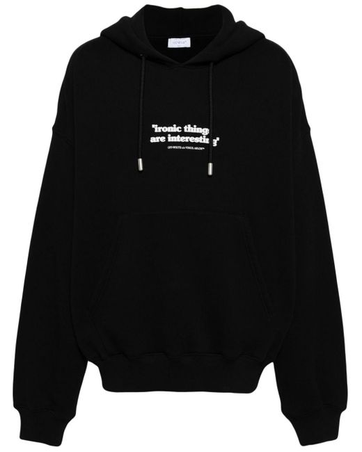 Off-White c/o Virgil Abloh Black Ironic Quote Cotton Hoodie for men