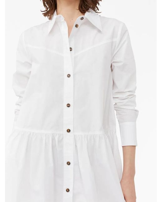 Ganni White Organic Cotton Mini Shirt Dress