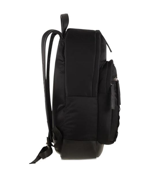 Hogan Black Logo-Patch Backpack for men